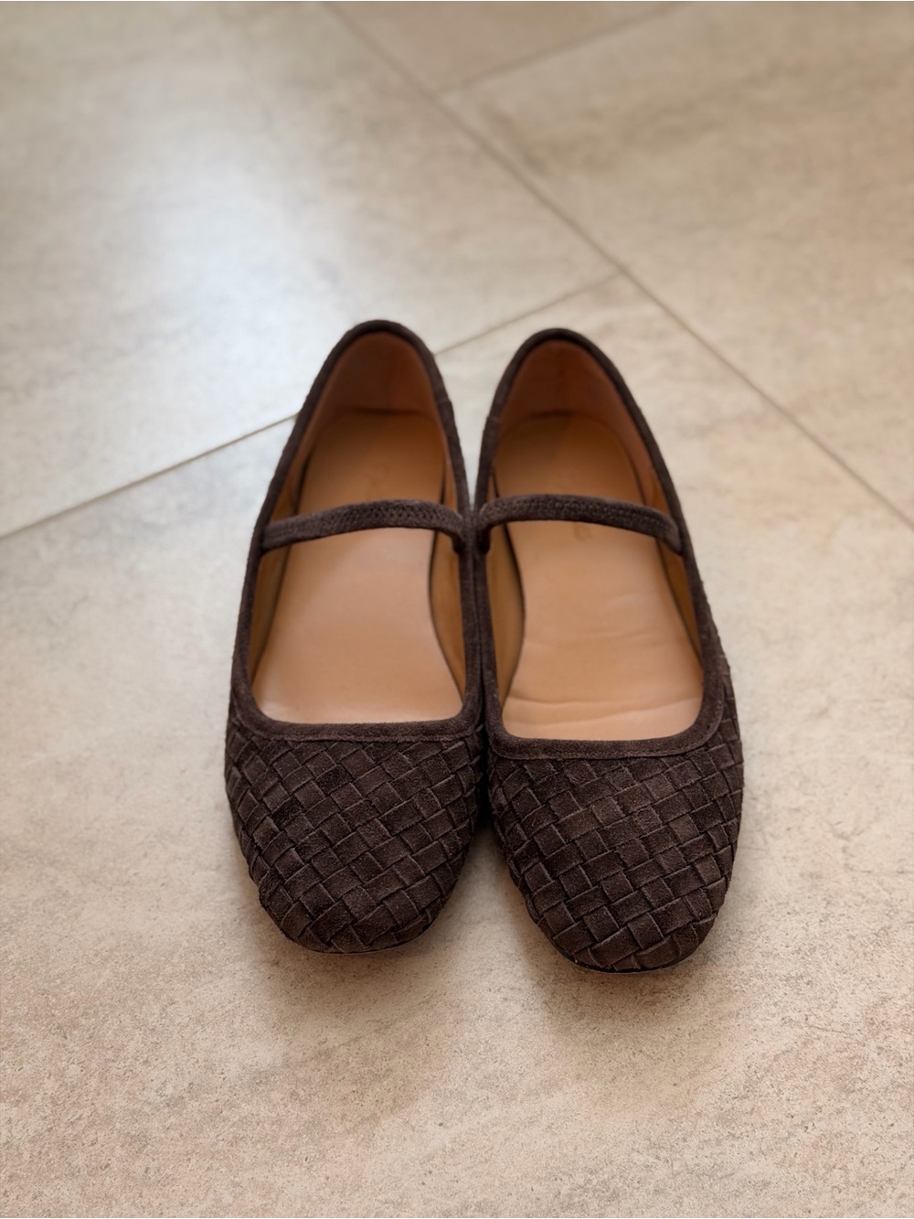 Madewell The Greta Ballet Flats Dark Roast Brown Woven Suede Size 7 - Picture 5 of 12